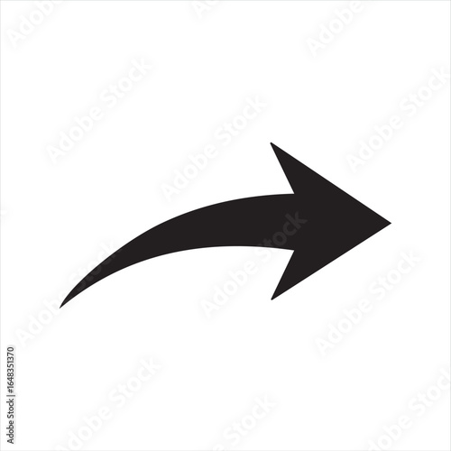 Minimalist black arrow pointing right, flat design on white background
