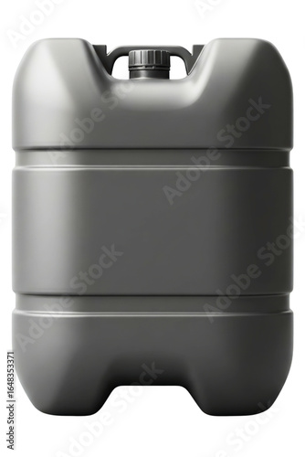 Large gray plastic canister for storing and transporting liquids isolated on a transparent background