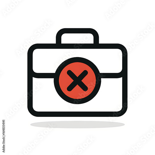 Vector of briefcase with cross or close sign. Icon of COB Close of Business