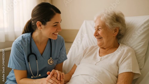Wallpaper Mural Caring Nurse Comforting Elderly Patient in Hospital Bed Torontodigital.ca