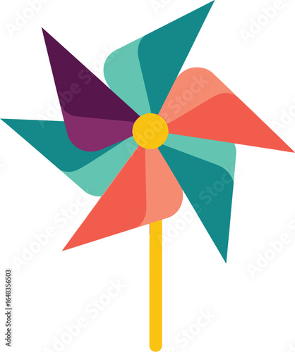 Colorful Flat Pinwheel Toy Vector Illustration