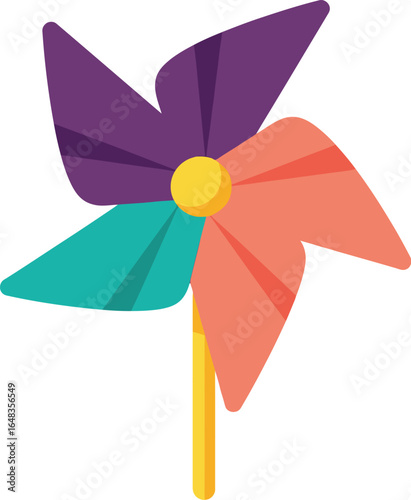 Colorful Flat Pinwheel Toy Vector Illustration