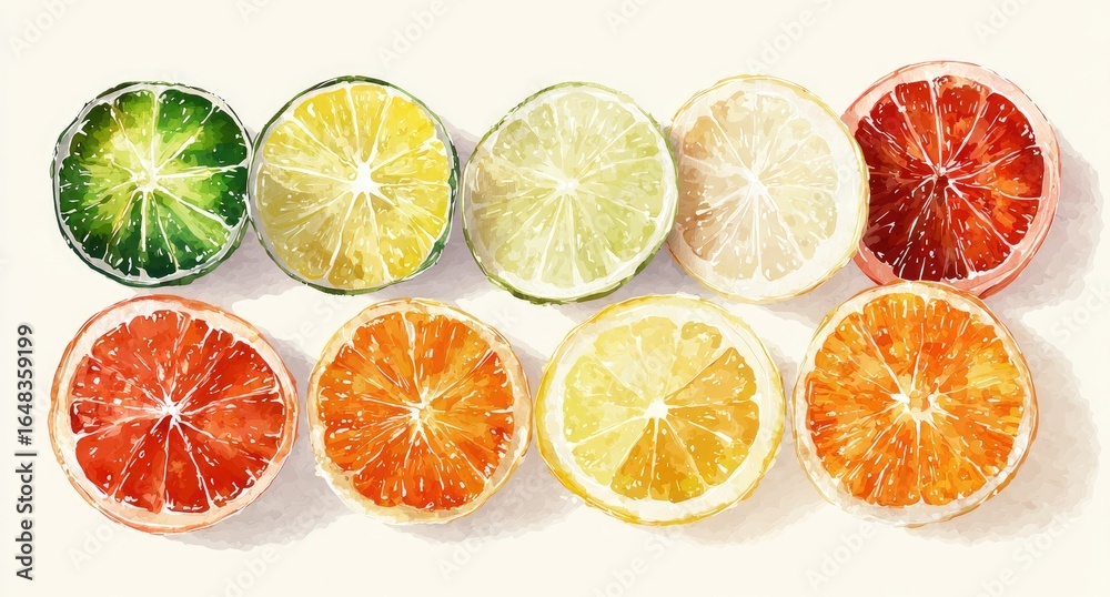 Obraz premium Citrus slices in a colorful arrangement