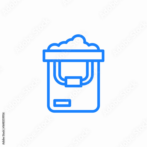 bucket with foam or cleaning solution icon sign vector