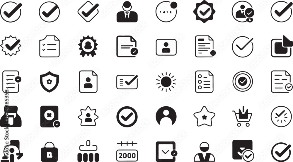Fototapeta premium Security Check Icons Set for Business and Technology Concepts
