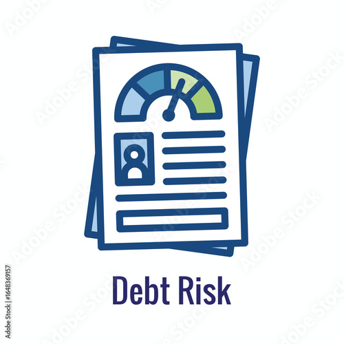 Credit Rating Icon with Approved Debt Risk after Underwriting and Score Check