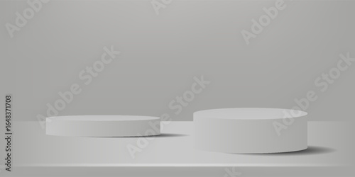 Background White Wall Studio Room with Light,Shadow on Table Top,Grey Backdrop for Spring,Summer product presentation,Empty 3D Display Kitchen Room with Stand for Web Banner in Autumn,Fall Season