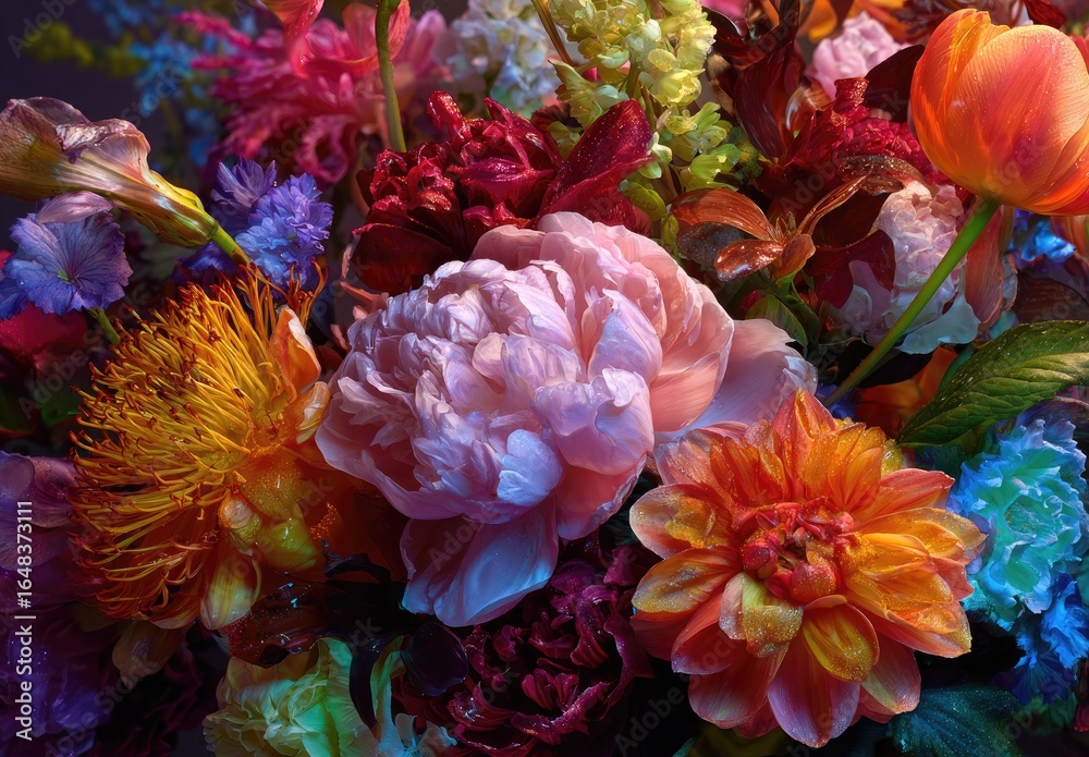 Fototapeta premium Vibrant floral arrangement close-up