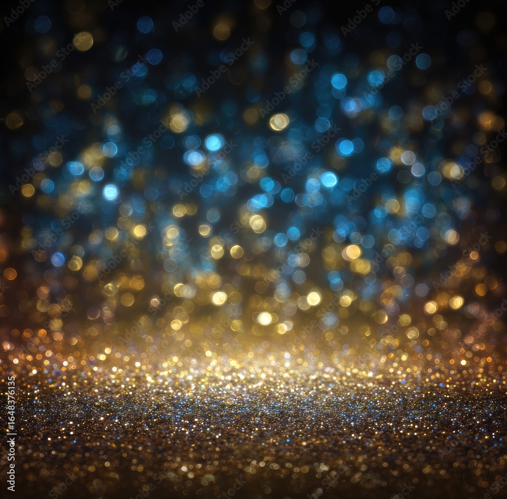 Obraz premium Abstract bokeh background of golden and blue lights