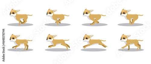 Chihuahua Running Side Cartoon Animation Frame Vector