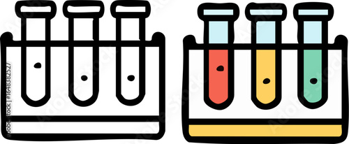 Test Tubes in Rack Illustration.
