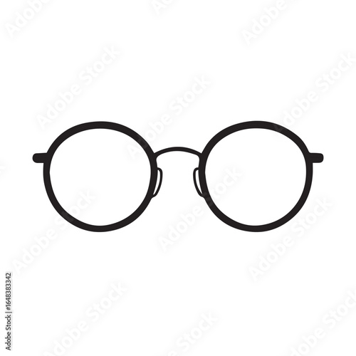 Fotografi Minimalist vector illustration of stylish glasses, purely black and white, outlined boldly in black, offering a clean, simple, and elegant design suitable for logos or prints