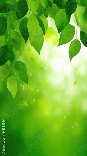 Lush green leaves, sunlight filtering through