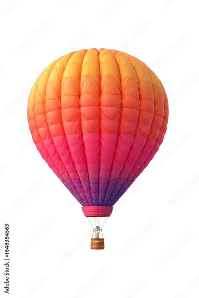Fototapeta premium Vibrant gradient hot air balloon floating against a dark background image, Isolated On Png Transparent Background