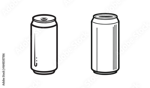 Two hand drawn outline style aluminum cans side by side
