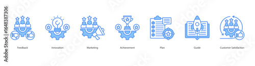 market response system banner web icon set vector illustration concept with icon of feedback, innovation, marketing, achievement, plan, guide, customer satisfaction