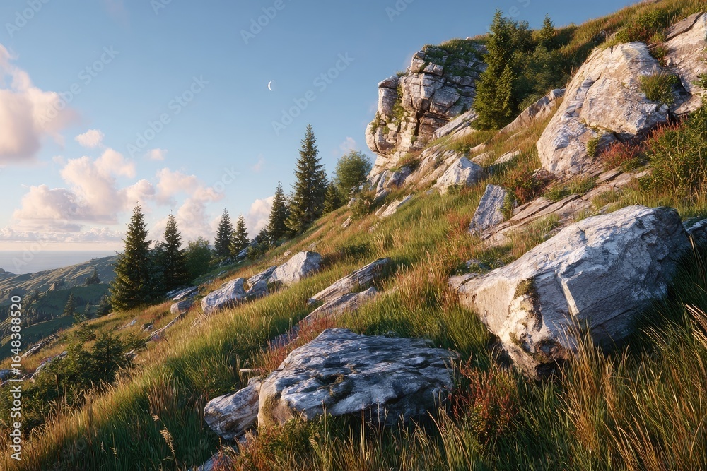 Fototapeta premium Rocky mountainside at dawn