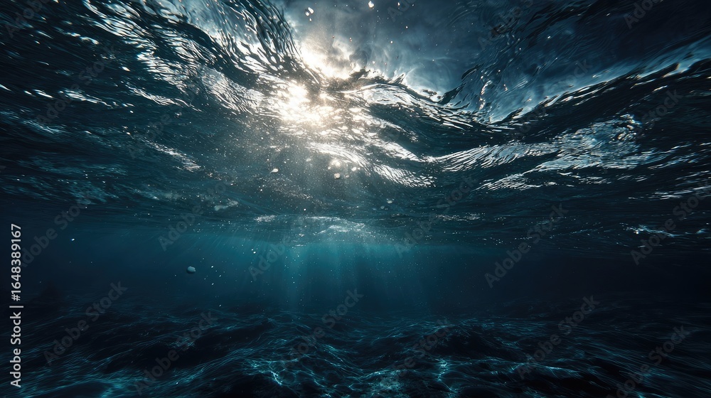 Fototapeta premium Underwater view of sunlit ocean depths