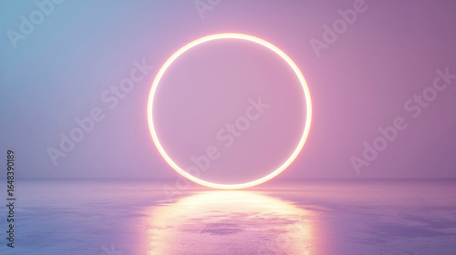 A minimalistic circular portal set against a clean background, 