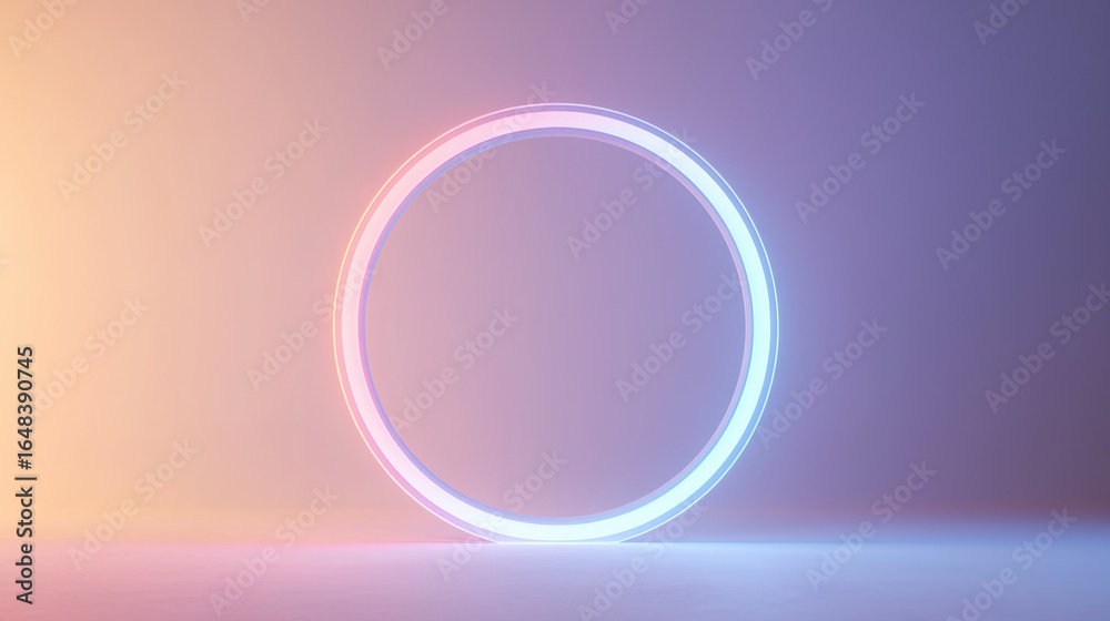 Obraz premium A minimalistic circular portal set against a clean background,