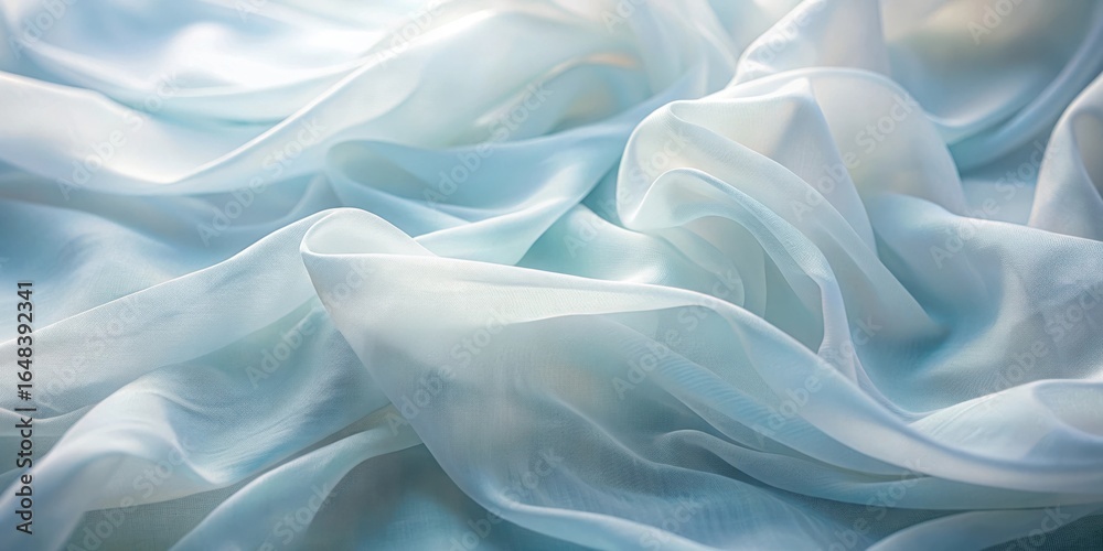 Obraz premium Soft flowing blue and white fabric folds creating a dreamy texture