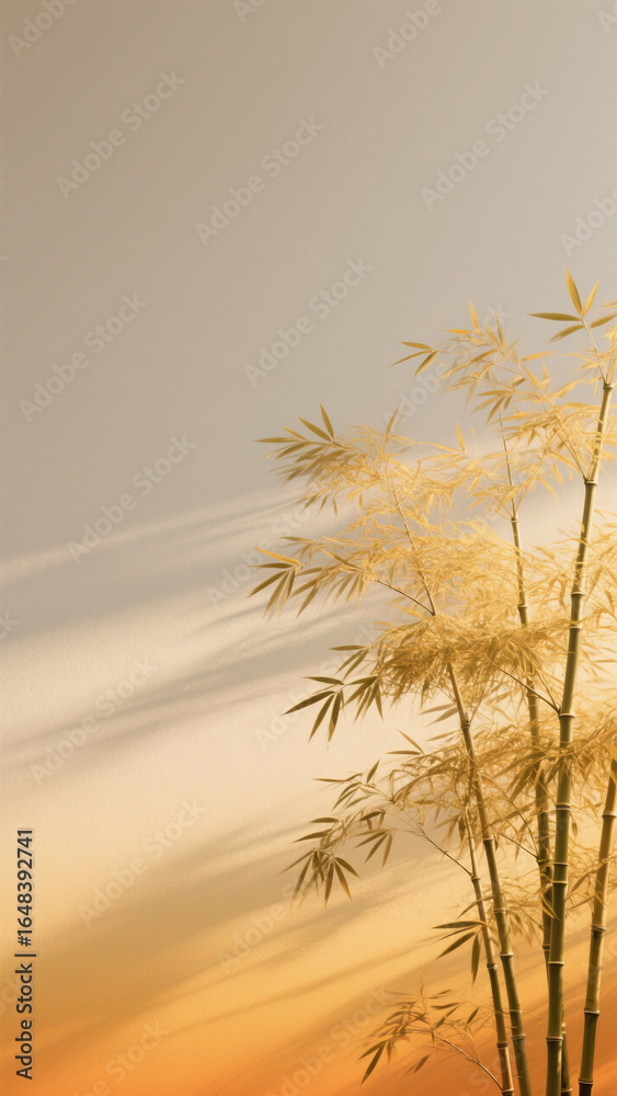 Obraz premium Bamboo against a golden background