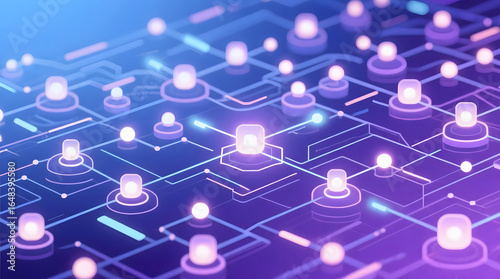 Abstract AI Data Network Mesh with Glowing Nodes