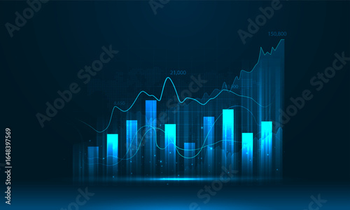 Stock market investment trading graph in graphic concept suitable for financial investment or Economic trends business idea. Vector illustration design.
