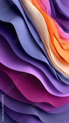 Abstract layered, colorful, wavy shapes