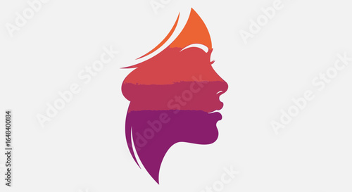 Abstract portrayal of female beauty with vibrant color gradient profile