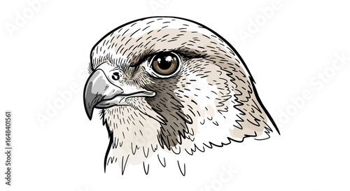 Captivating falcon head vector art detailed artistic avian illustration