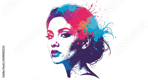 Colorful Watercolor Illustration of a Fashionable Woman with a Modern look