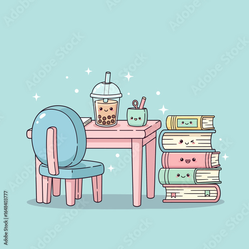 Cute Kawaii Study Desk Setup