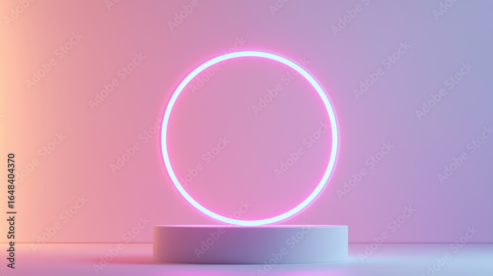 Obraz premium A minimalistic circular portal set against a clean background,