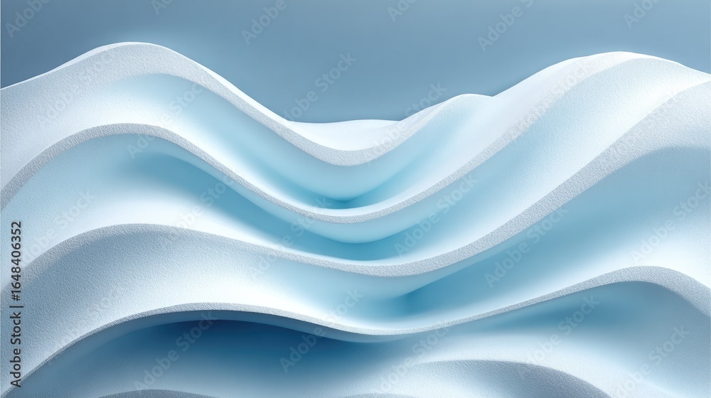 Fototapeta premium Abstract light blue waves, smoothly flowing, creating a calming, serene visual