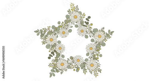 Daisy and eucalyptus star design providing natural freshness and simplicity