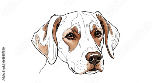 Elegant watercolor style portrait of a dog with gentle amber eyes looking