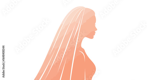 Elegant Woman Silhouette with Flowing Hair in a Modern Minimalist Style