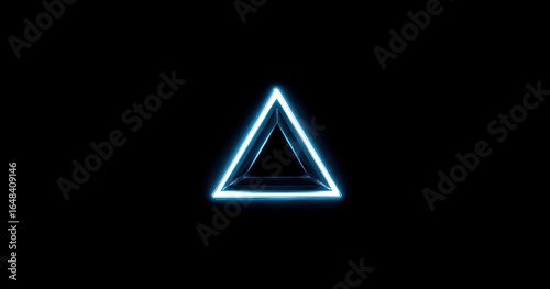 Bright blue triangle graphic on black background