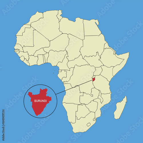 Vector map of Burundi, silhouette illustration of vector map isolated on map of Africa. African continent state	
