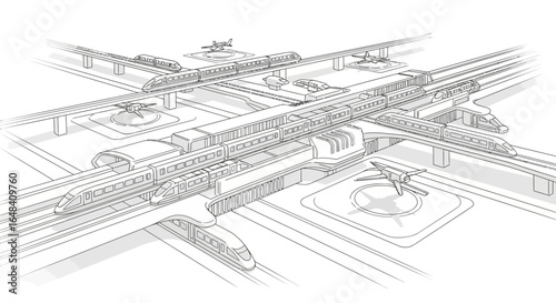 Future transportation network with high-speed trains and advanced aircraft