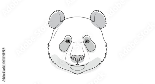 Gentle panda face illustration with expressive eyes and soft fur texture