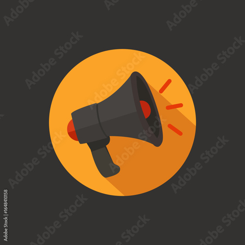 Flat Vector Megaphone Icon – Announcement and Public Speaking Symbol in Circle Design