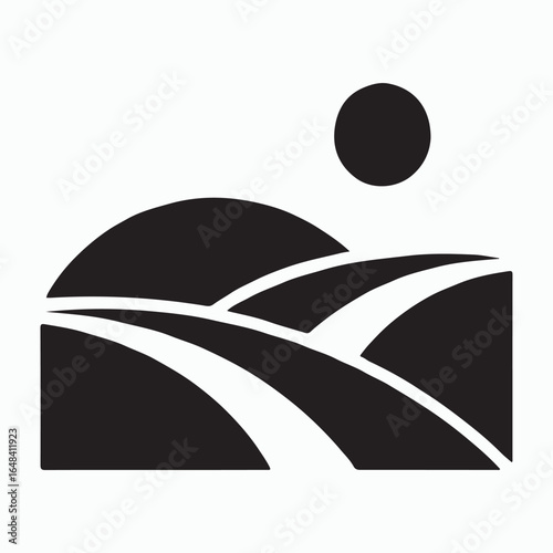 Solid Rolling Hills Icon for Landscape, Nature, and Countryside Designs
