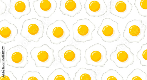 A lively pattern of perfectly fried eggs displaying bright yellow yolks and crispy white edges