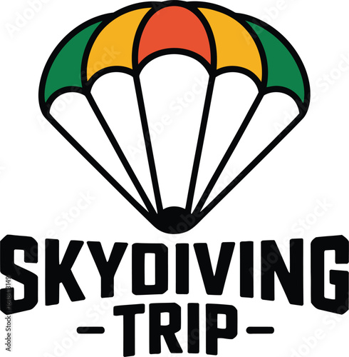Skydiving Trip Parachute Logo extreme sport