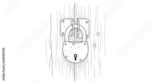 secure your digital assets padlock on wooden door illustrative vector for security privacy and data protection concepts