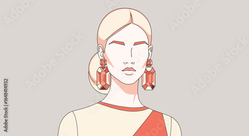 Stylish Woman with Statement Earrings in Modern Graphic Design