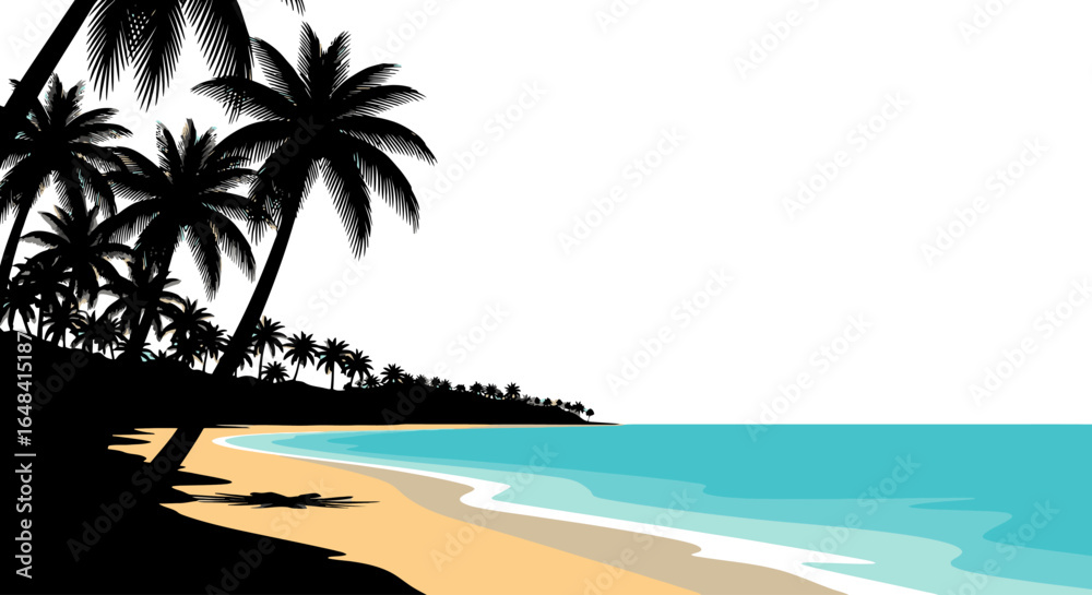 Fototapeta premium tropical beach silhouette perfect for travel brochures summer vacation designs or idyllic island escape concepts