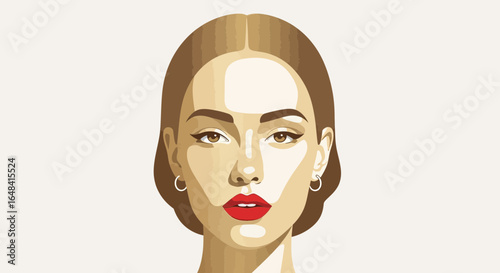 Stylized portrait of a young woman with flawless makeup and clean style